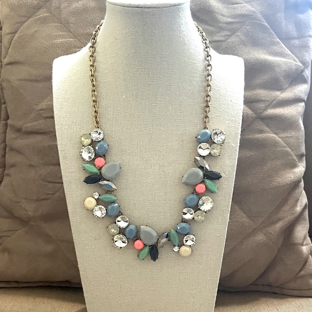 J Crew Elegant Multicolor Beaded Statement Neckla… - image 1